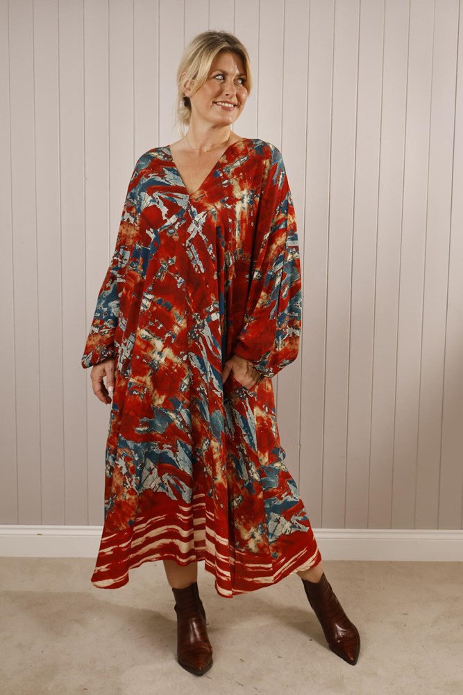 Melody Marble Dress Red