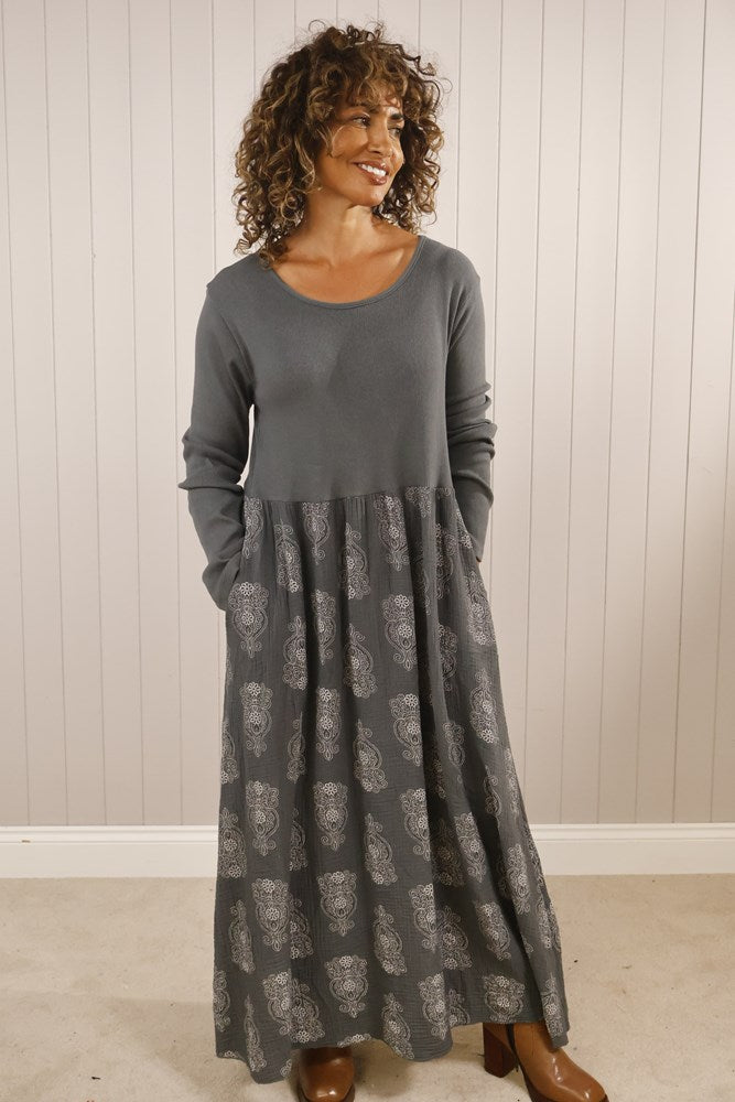 Damask Venus Dress Grey