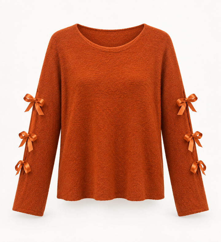 Beatrice Bow Jumper Burnt Orange