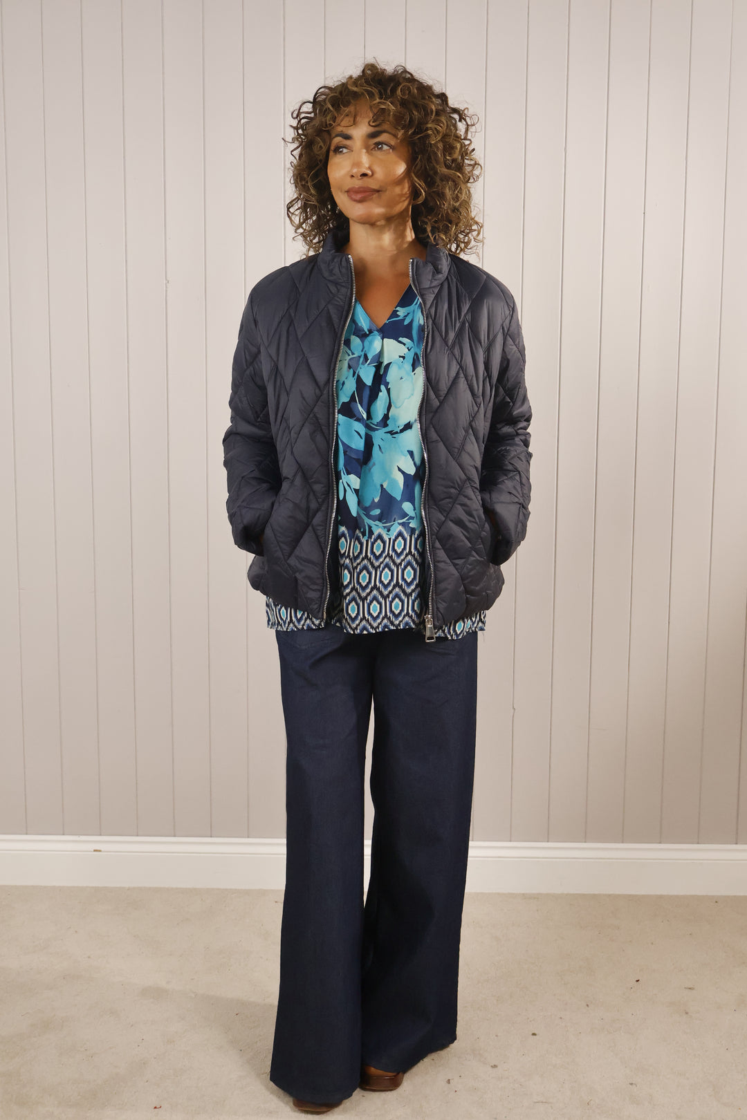 Quilted Zip Jacket Navy