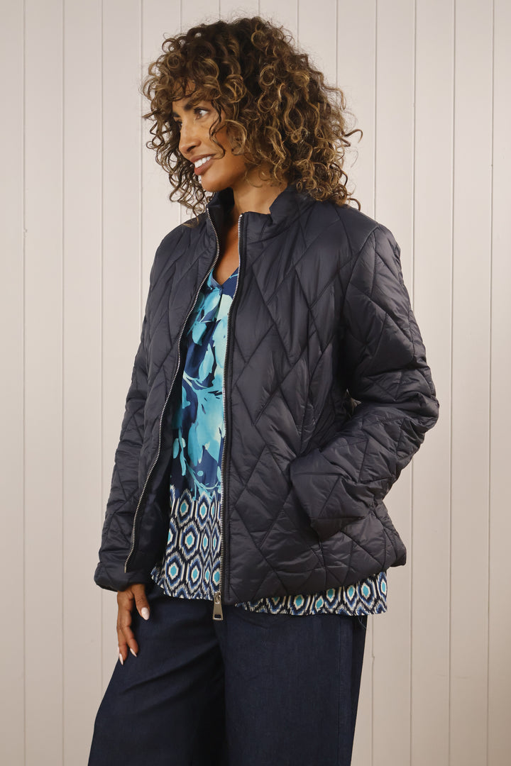 Quilted Zip Jacket Navy