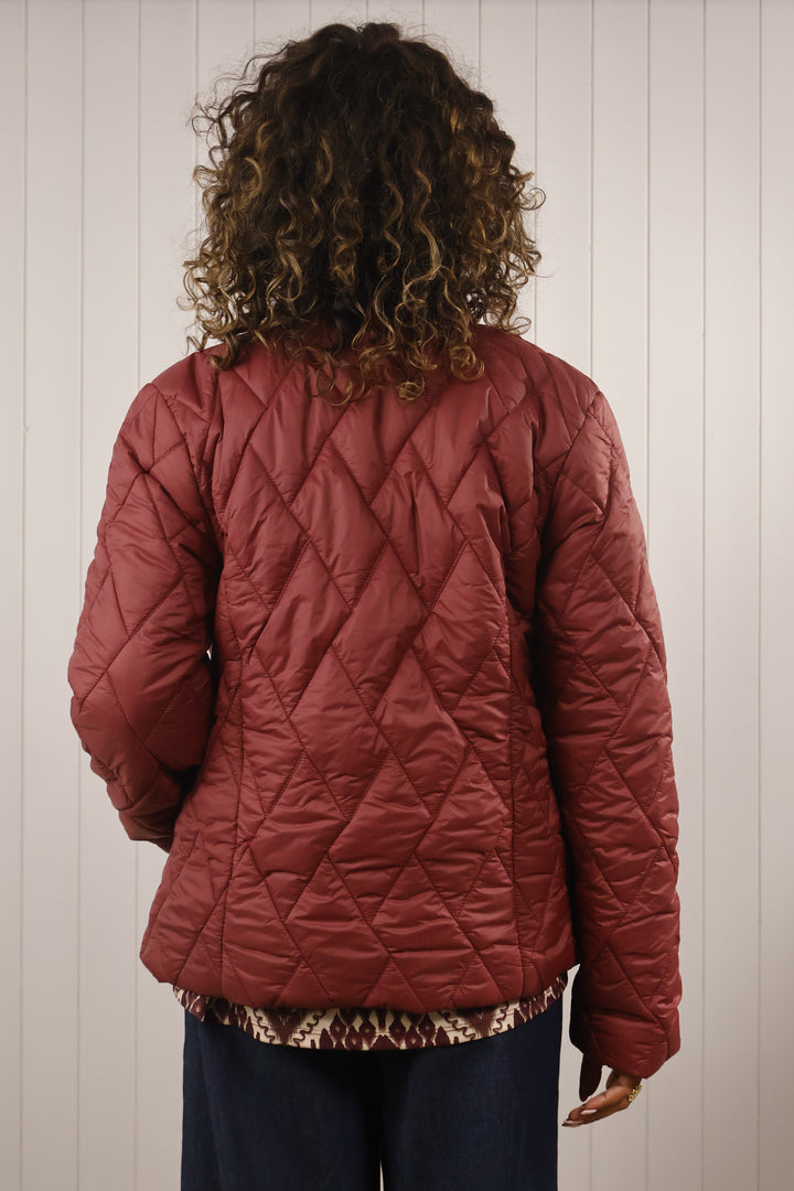 Quilted Zip Jacket Wine