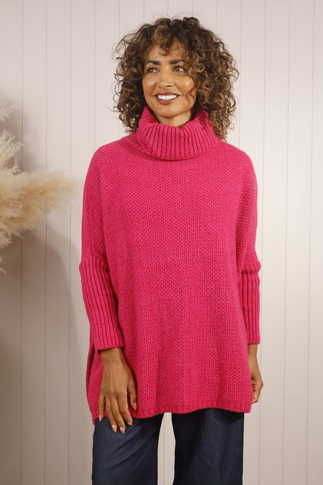 Turin Cowl Neck Jumper Fuchsia