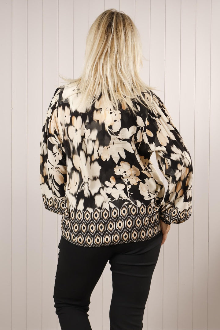 Floral Abstract Blouse Black