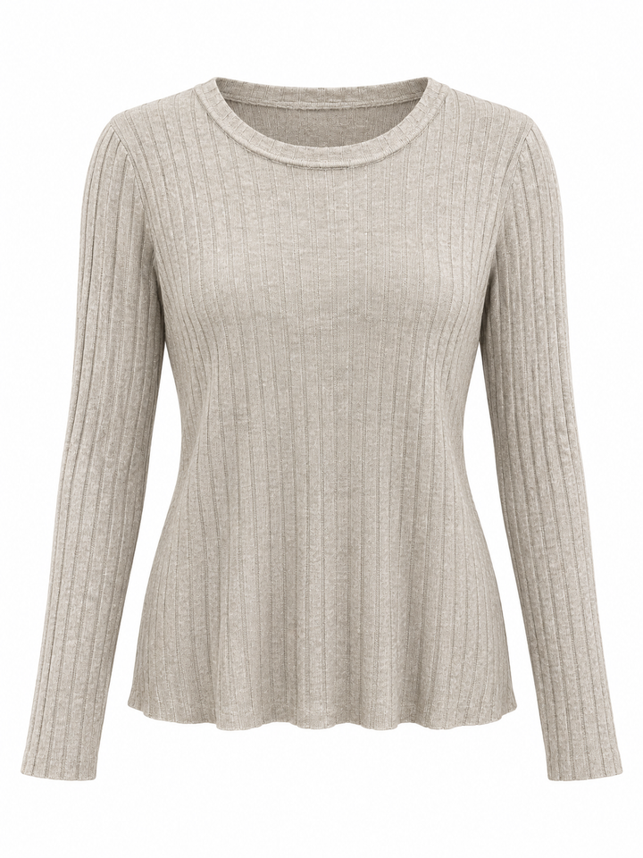 Tammy Rib Scoop Neck Top Beige