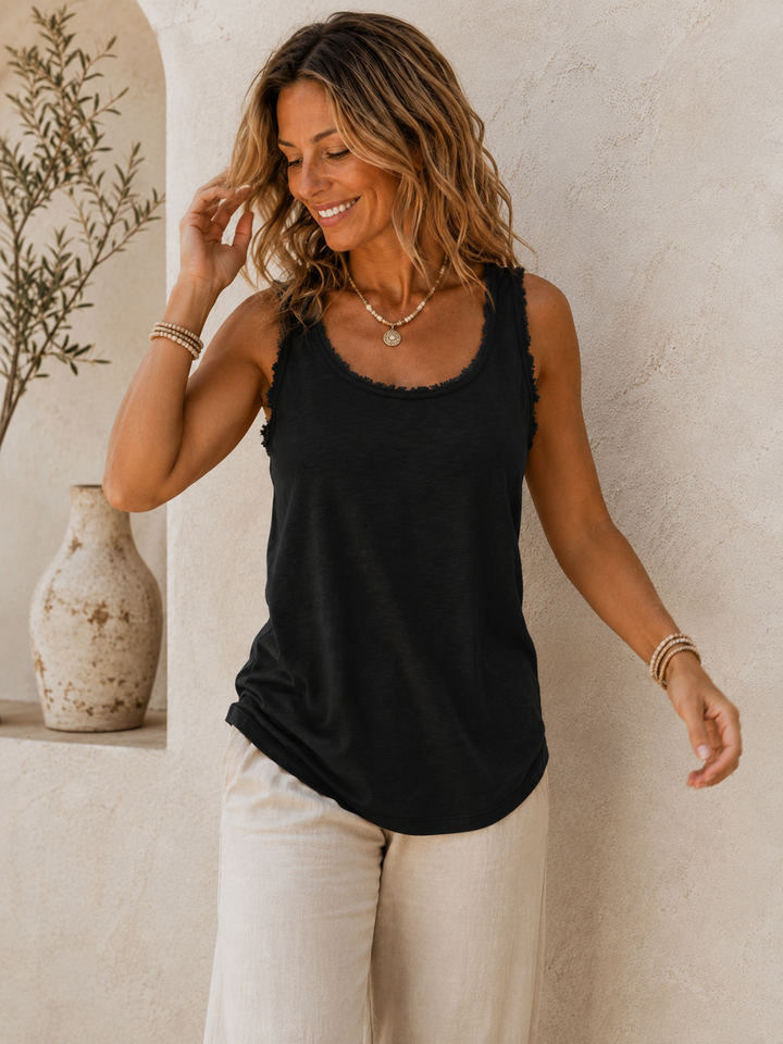 Eden Frayed Edge Vest Black