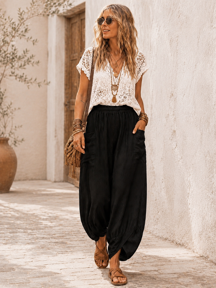 Tahlia Barrel Leg Trousers Black