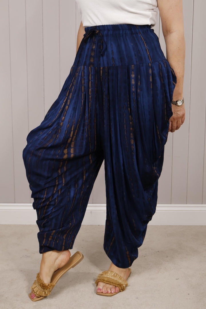 Tie Dye Harem Trousers Navy