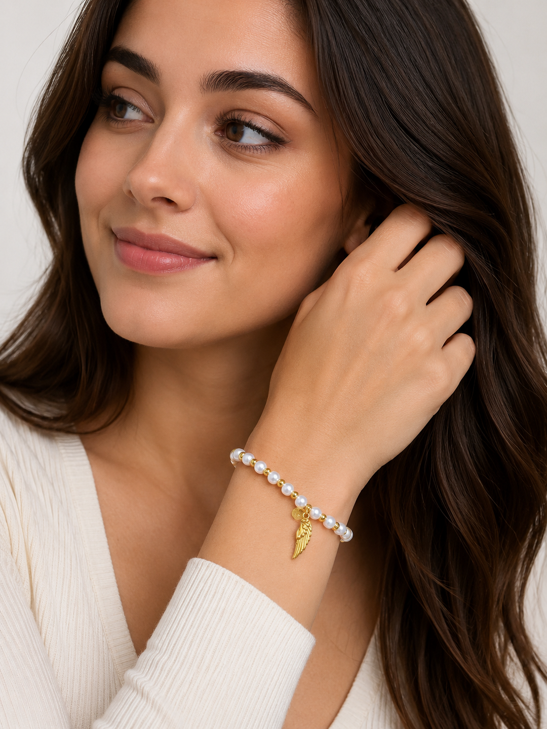 Pearl Angel Wing Charm Bracelet