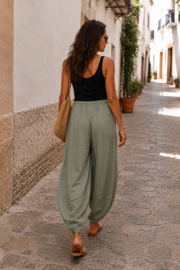 Tahlia Barrel Leg Trousers Khaki
