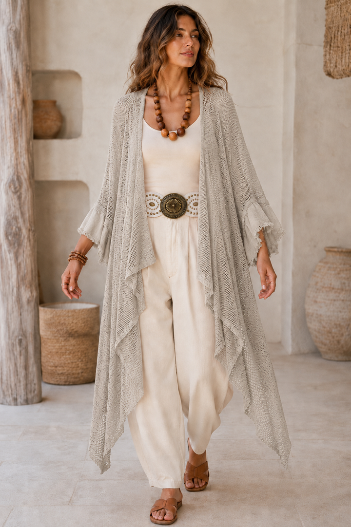 Mesh Waterfall Cardigan Natural
