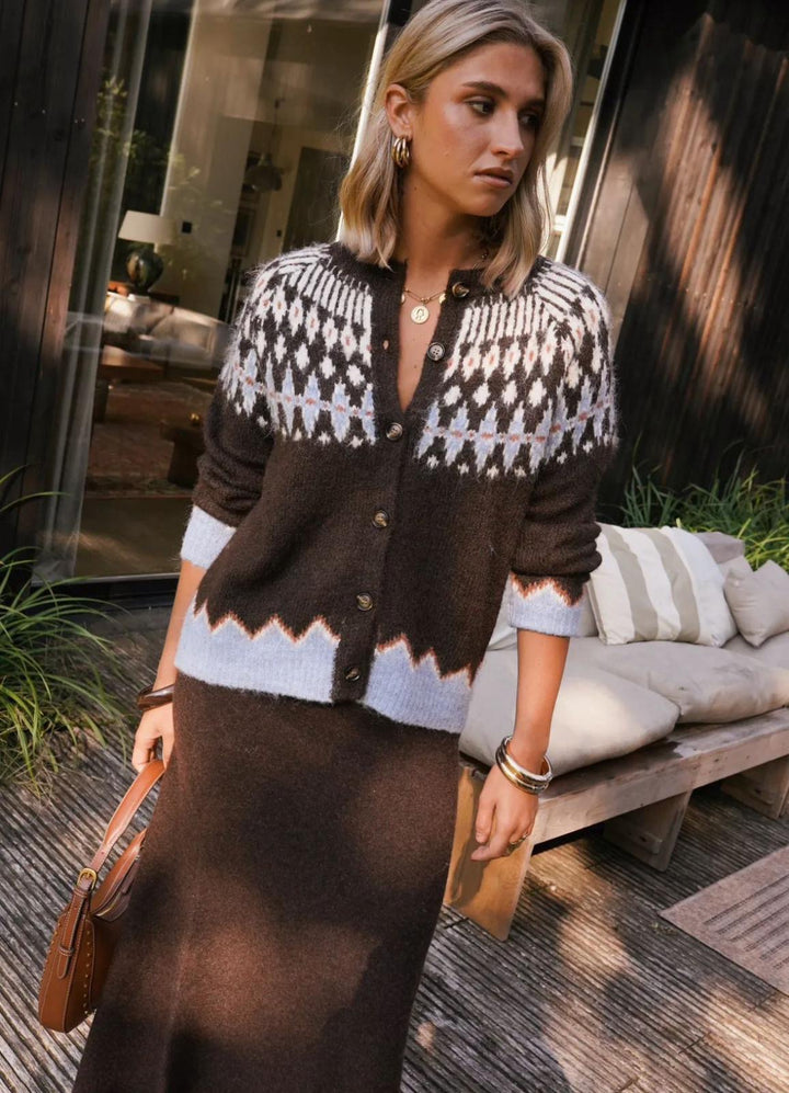 Nesta Nordic Cardigan Chocolate
