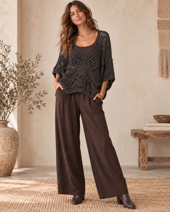 Orla Open Knit Top Espresso