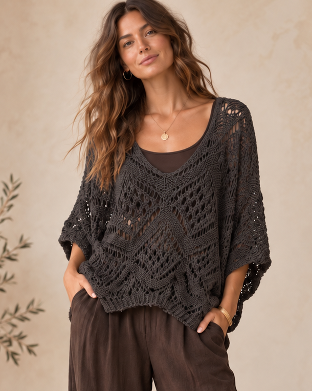Orla Open Knit Top Espresso