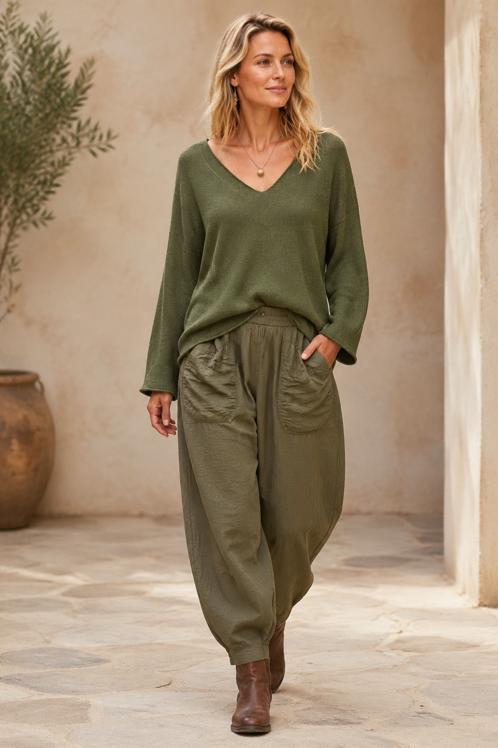 Anabelle V-Neck Jumper Forest Green