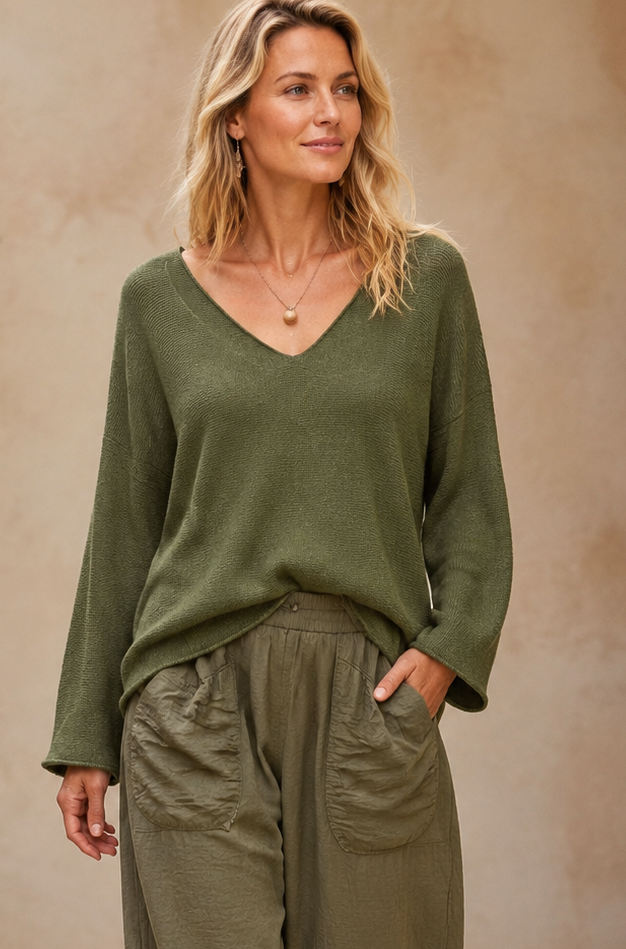 Anabelle V-Neck Jumper Forest Green