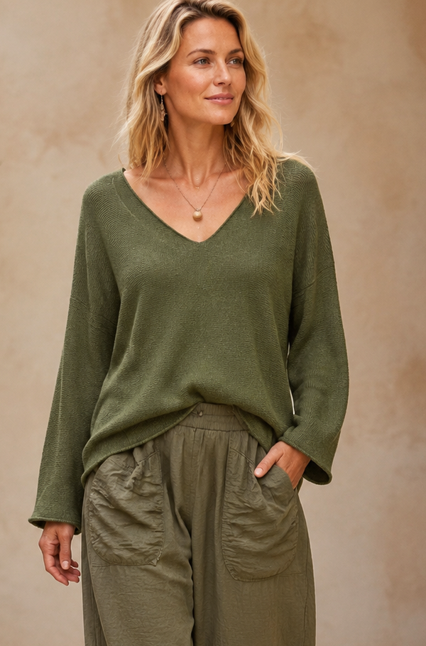 Anabelle V-Neck Jumper Forest Green