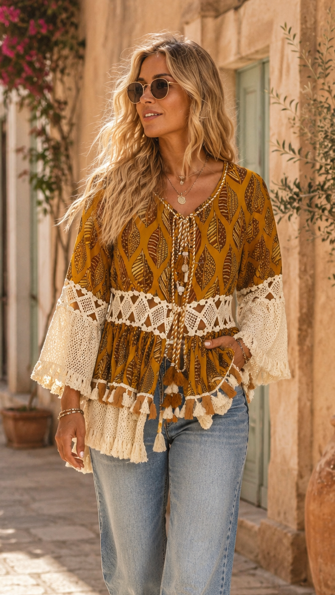 Morocco Golden Leaf Fringe Jacket