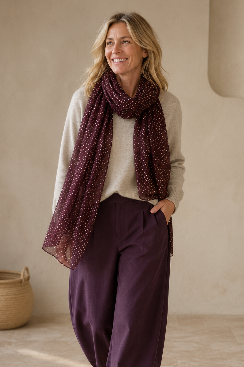 Microdot Scarf Plum