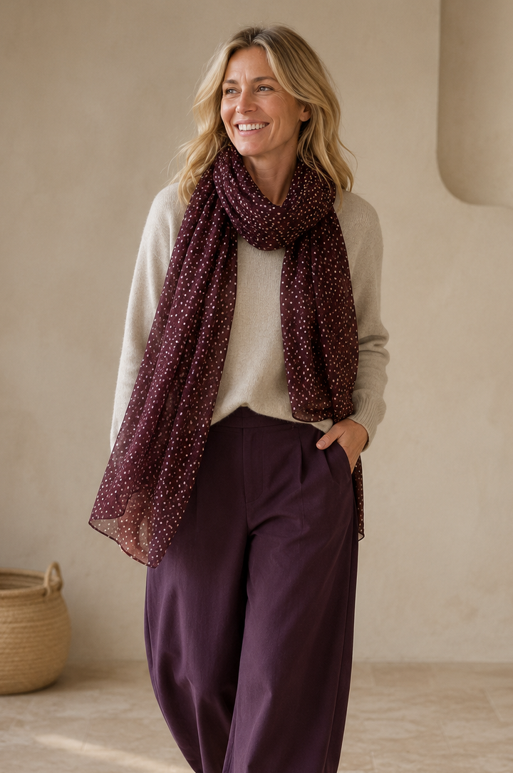 Microdot Scarf Plum