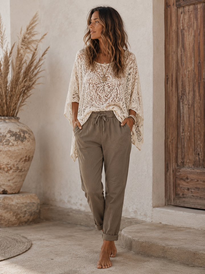 Lurex Tie Magic Pants Mocha
