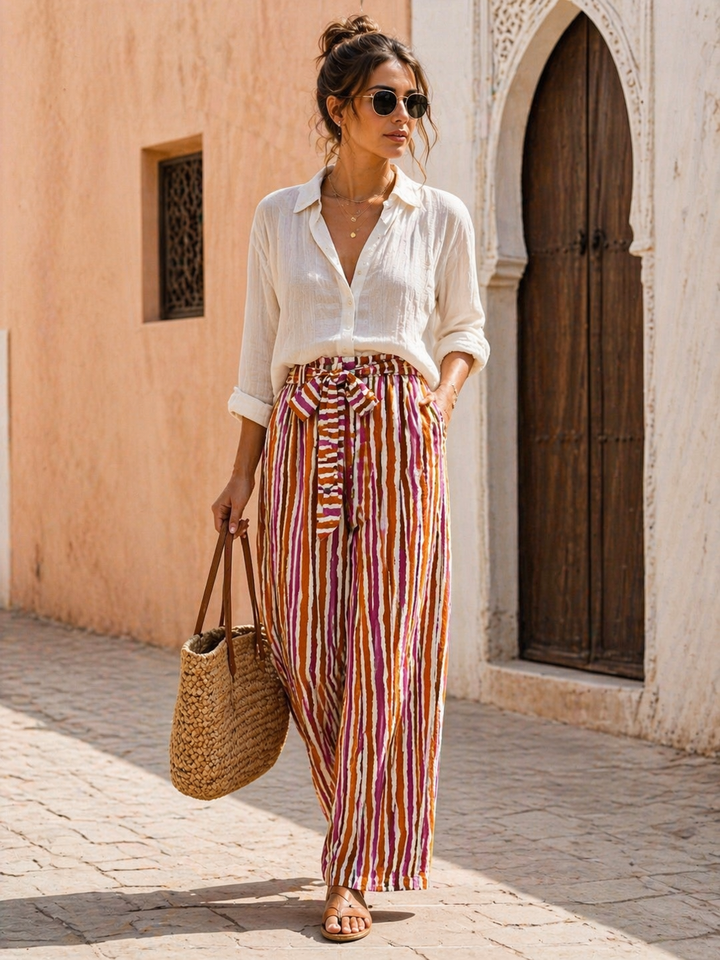 Sidonia Stripe Trousers Fuchsia