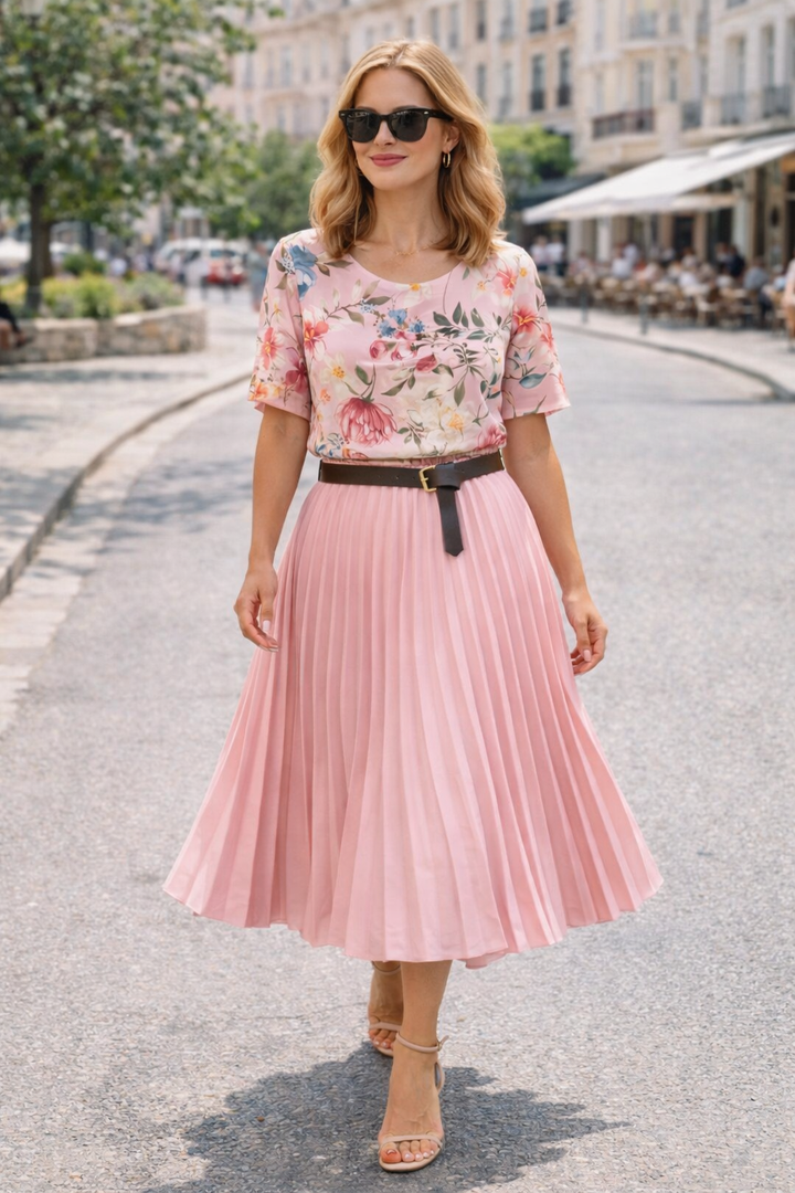 Maddalena Pleated Skirt Pink