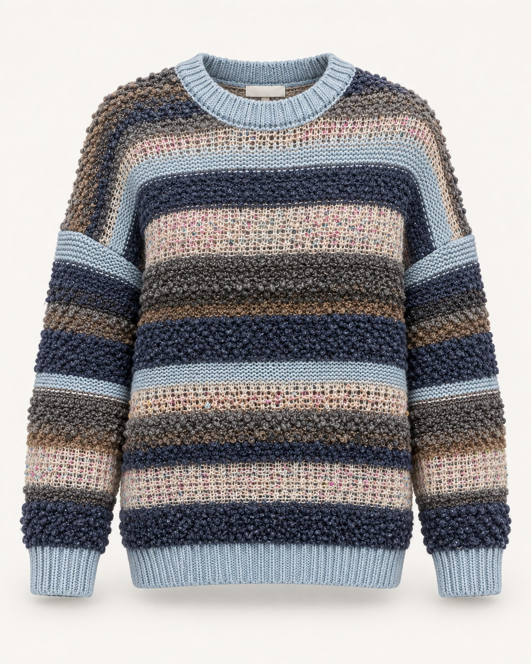 Popcorn Stripe Wool Blend Jumper Blue