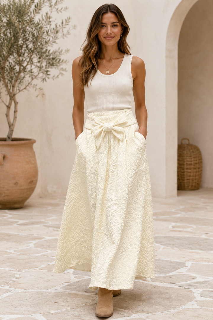 Annalisa Floral Embossed Skirt Vanilla