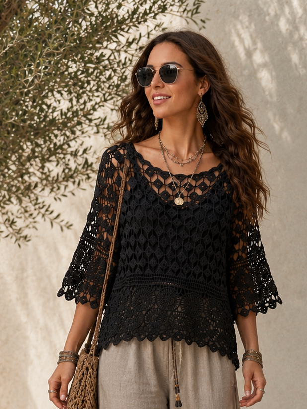 Cressida Crochet Top Black