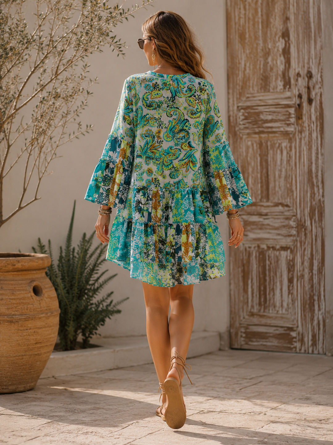 Kalani Embroidered Tunic Top Lime