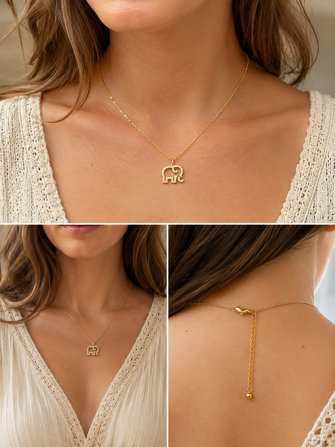 Crystal Elephant Pendant Necklace