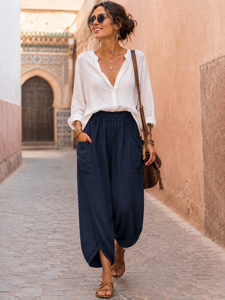 Tahlia Barrel Leg Trousers Navy