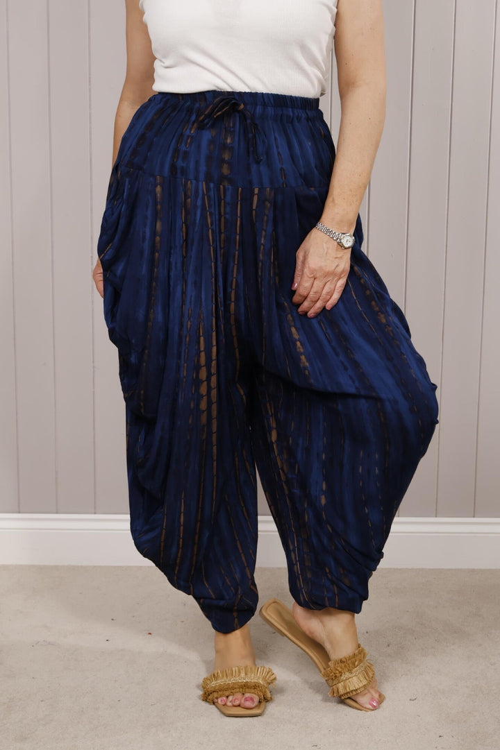 Tie Dye Harem Trousers Navy