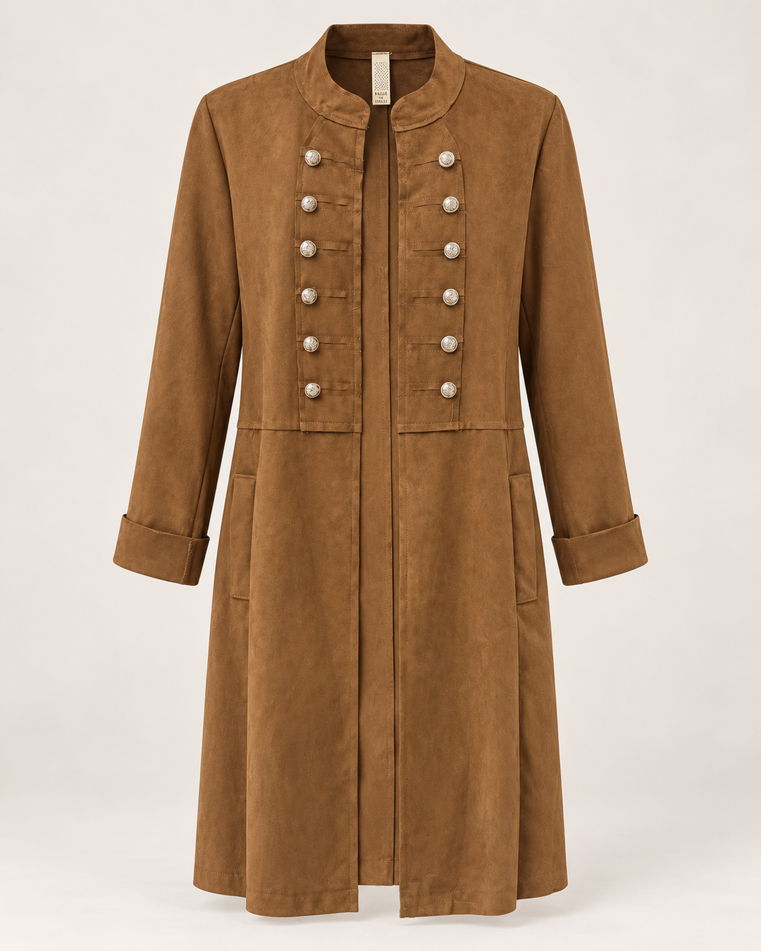Elena Long Military Jacket Tan
