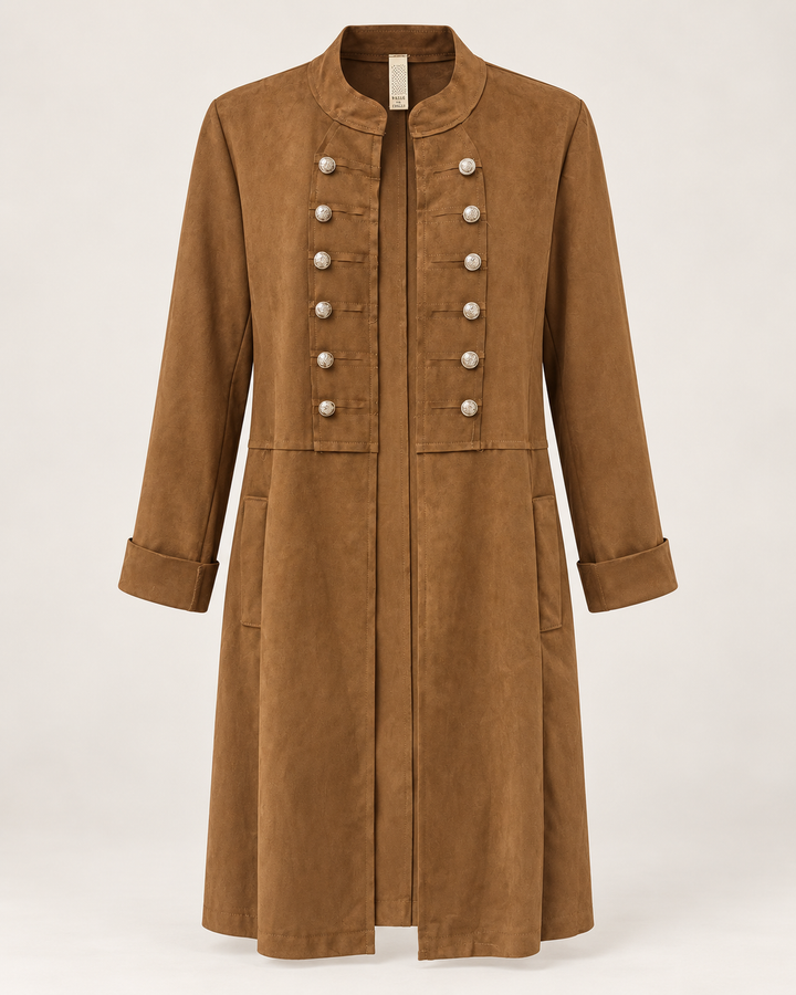 Elena Long Military Jacket Tan