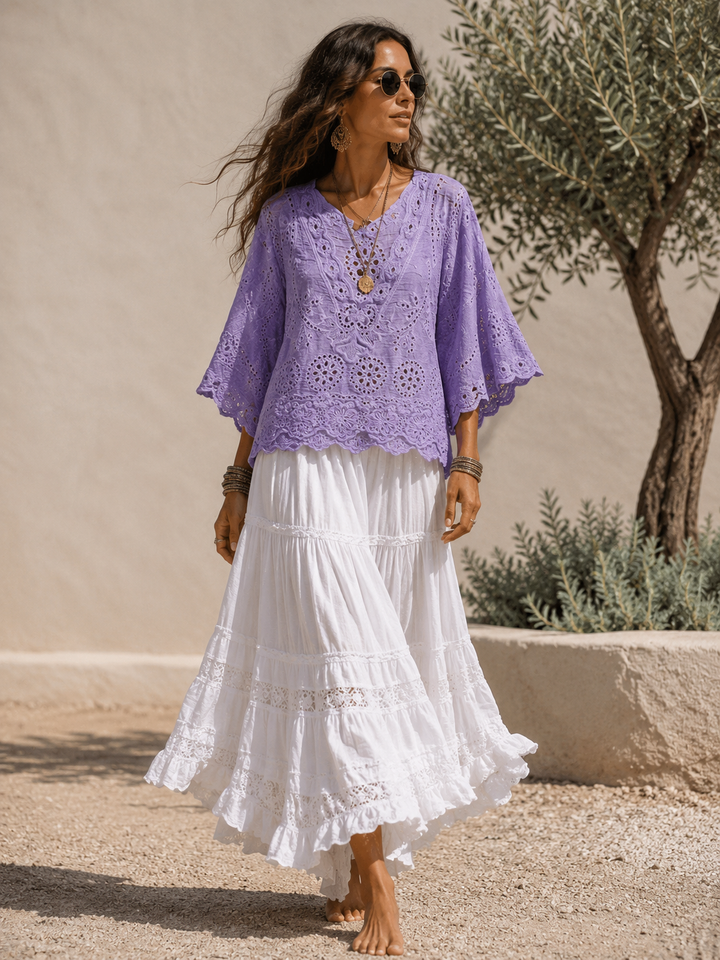Cotton Scallop Edge Top Lilac