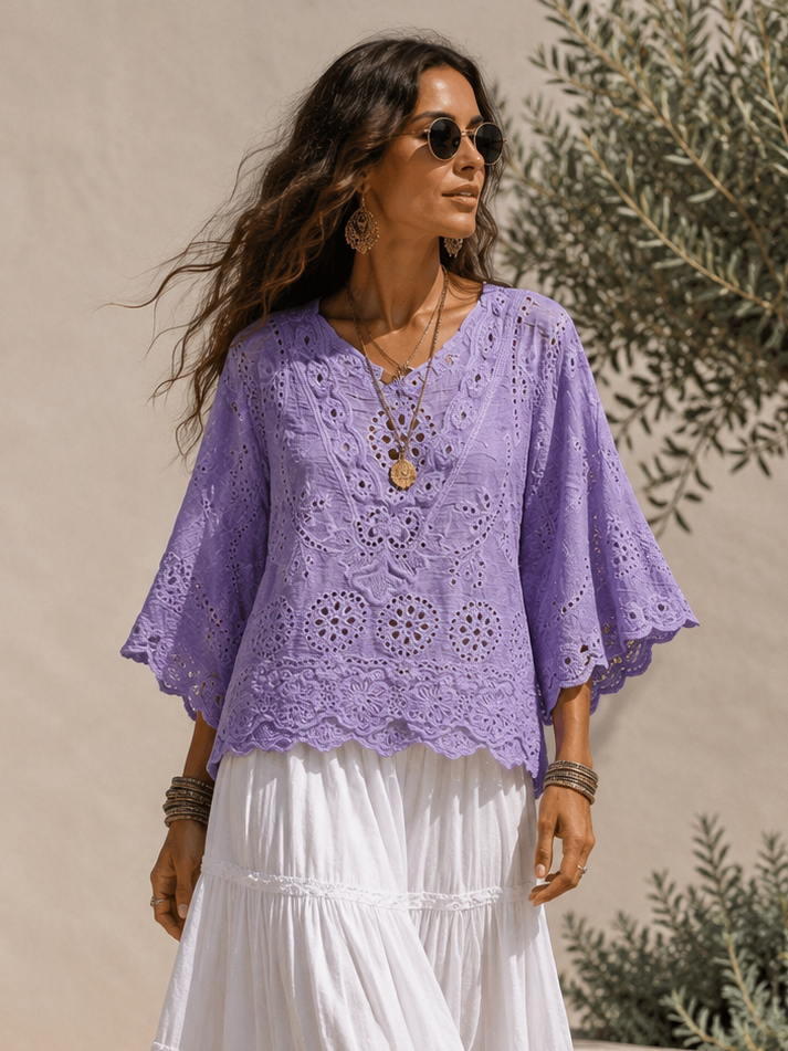 Cotton Scallop Edge Top Lilac