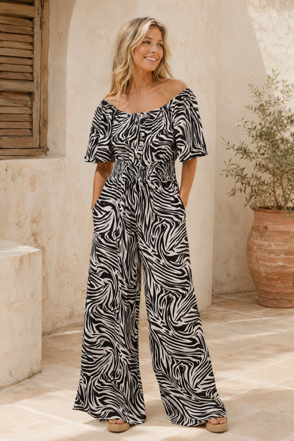 Zebra Print Jumpsuit