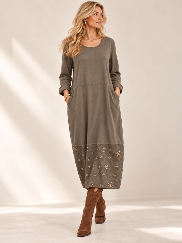 Sequin Burst Maxi Dress Mocha