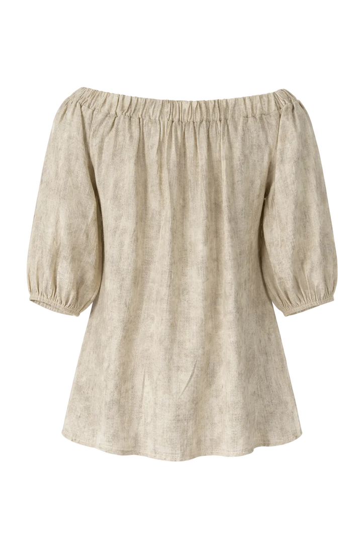 Davika Floral Brooch Top Beige