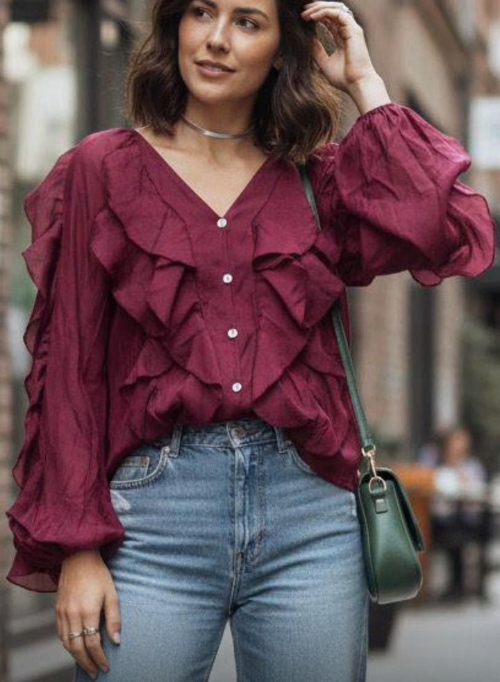 Ravenna Ruffle Top Cranberry