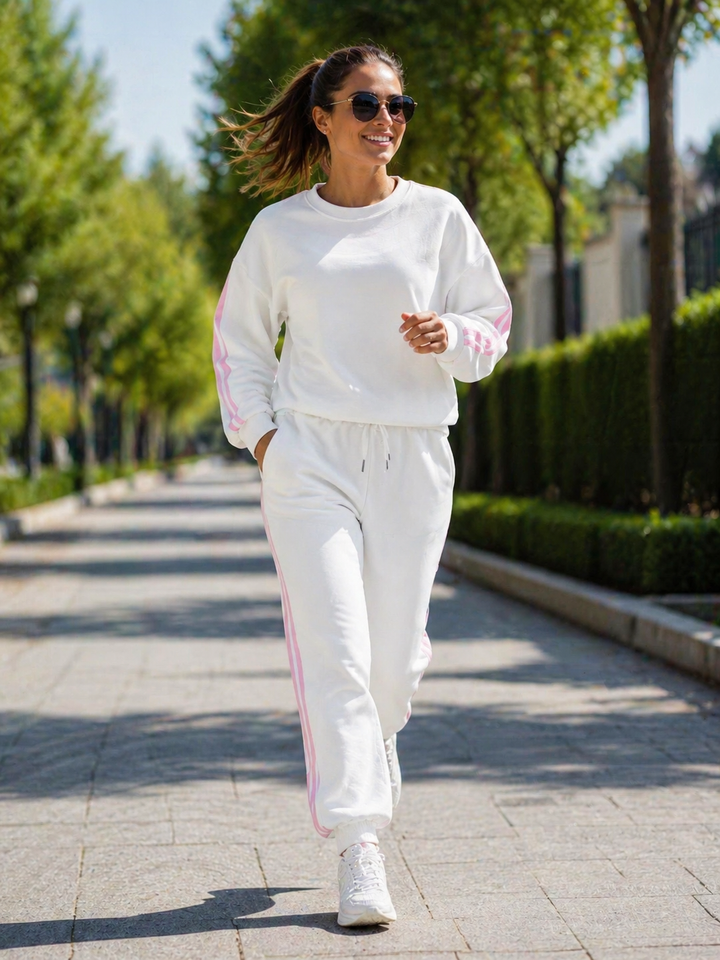 Stevie Stripe Leisure Suit White