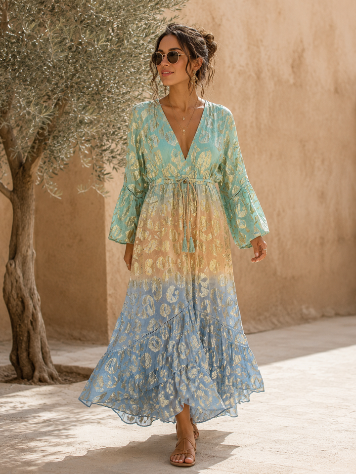Itzel High/Low Maxi dress Aqua