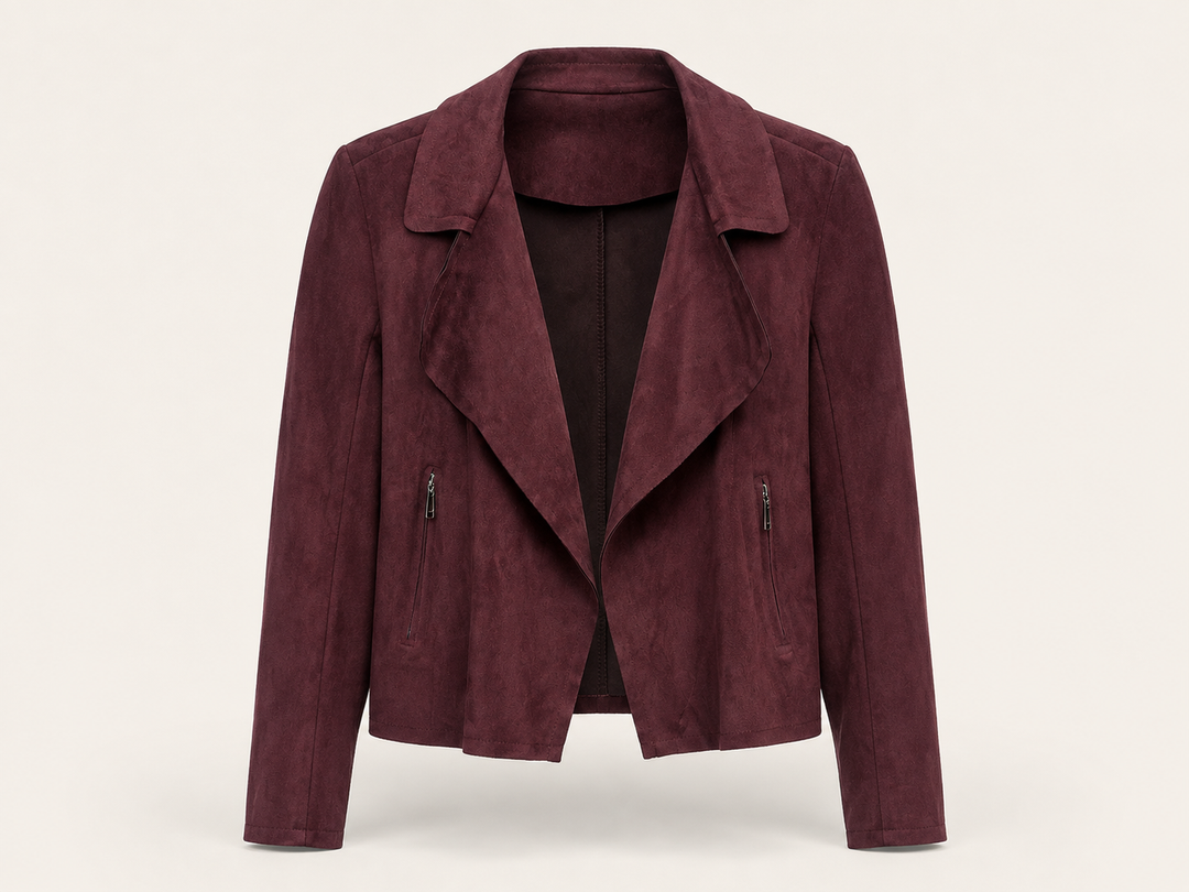 Verona Faux Suede Waterfall Jacket Plum