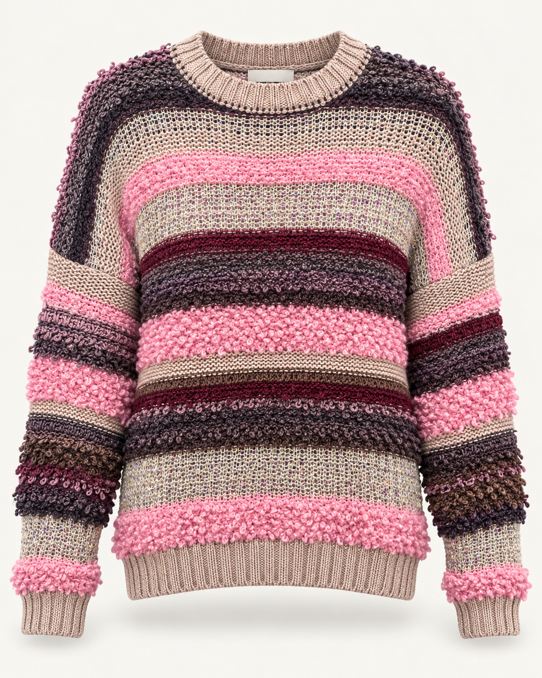 Popcorn Stripe Wool Blend Jumper Pink