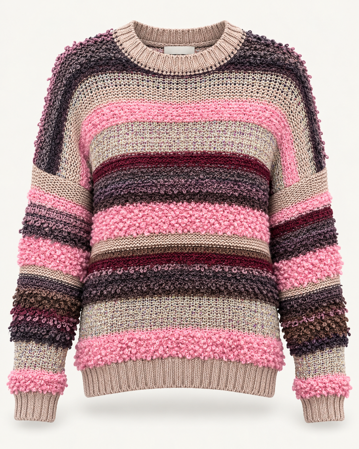 Popcorn Stripe Wool Blend Jumper Pink