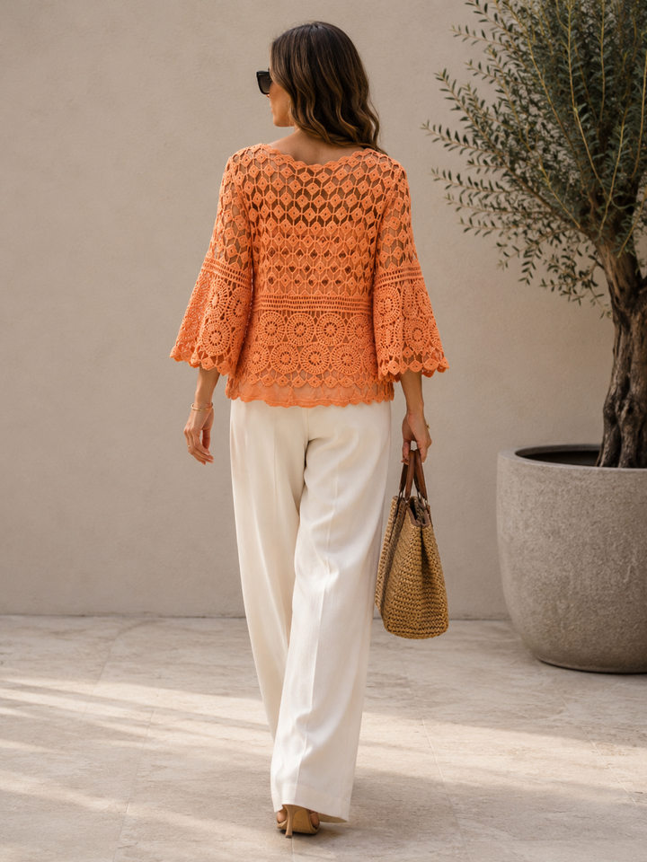 Cressida Crochet Top Peach