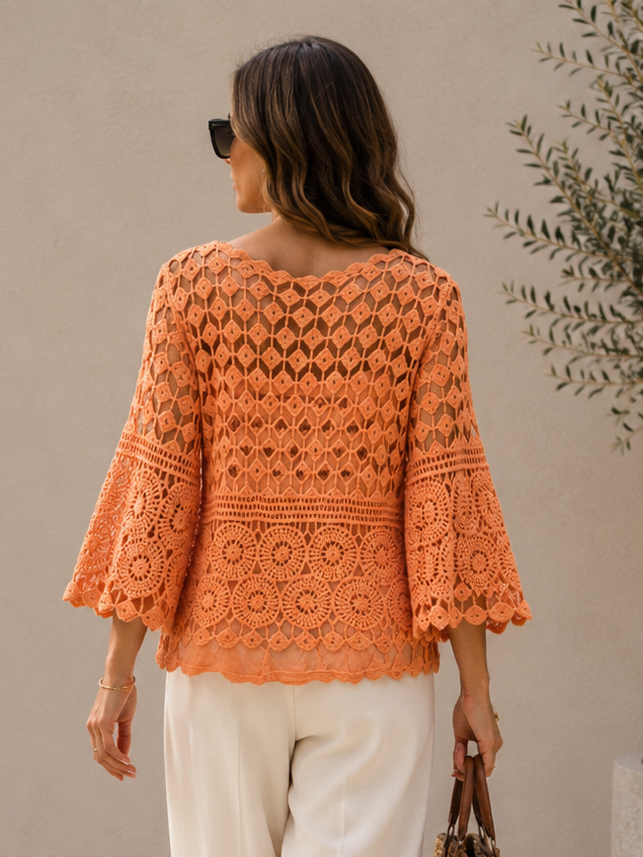 Cressida Crochet Top Peach