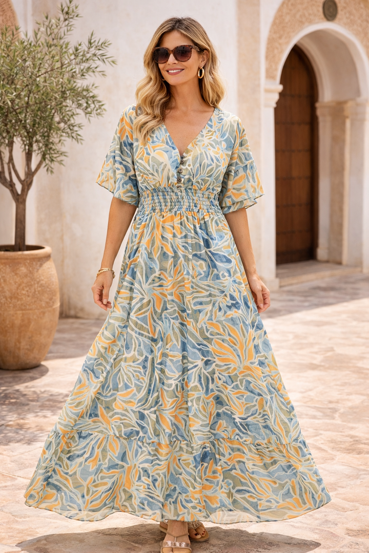 Taj Printed Maxi Dress Sea Blue